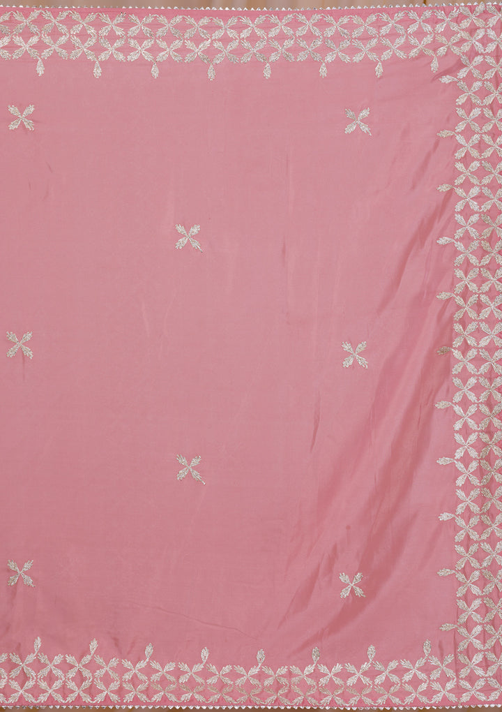 Onion Pink Gotapatti Semi Crepe Saree