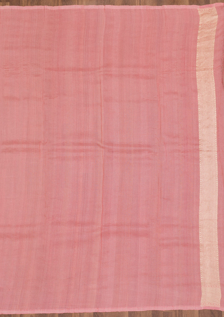 Onion Pink Zariwork Banarasi Pure Silk Saree