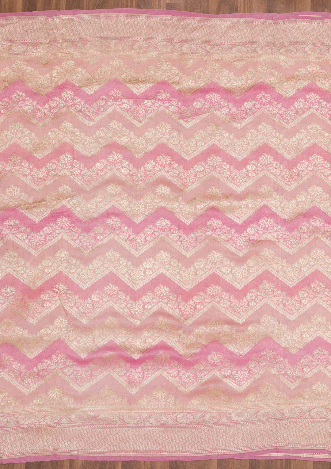 Onion Pink Zariwork Pure Silk Saree