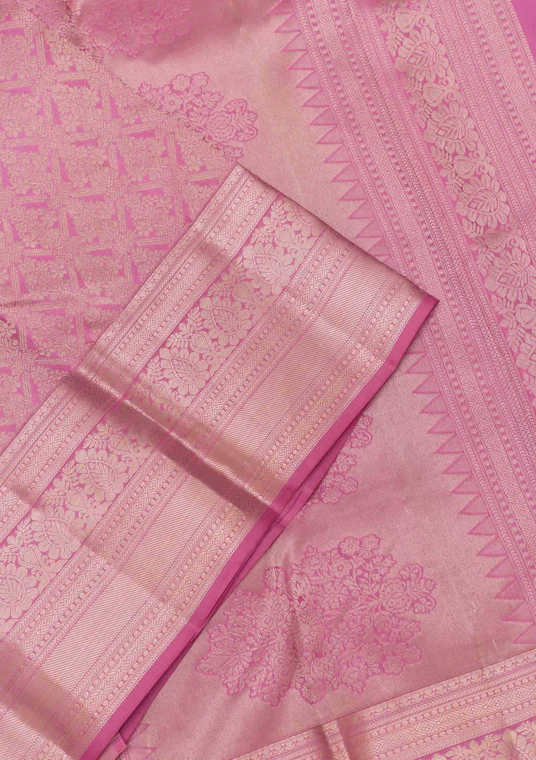Onion Pink Zariwork Banarasi Pure Silk Saree