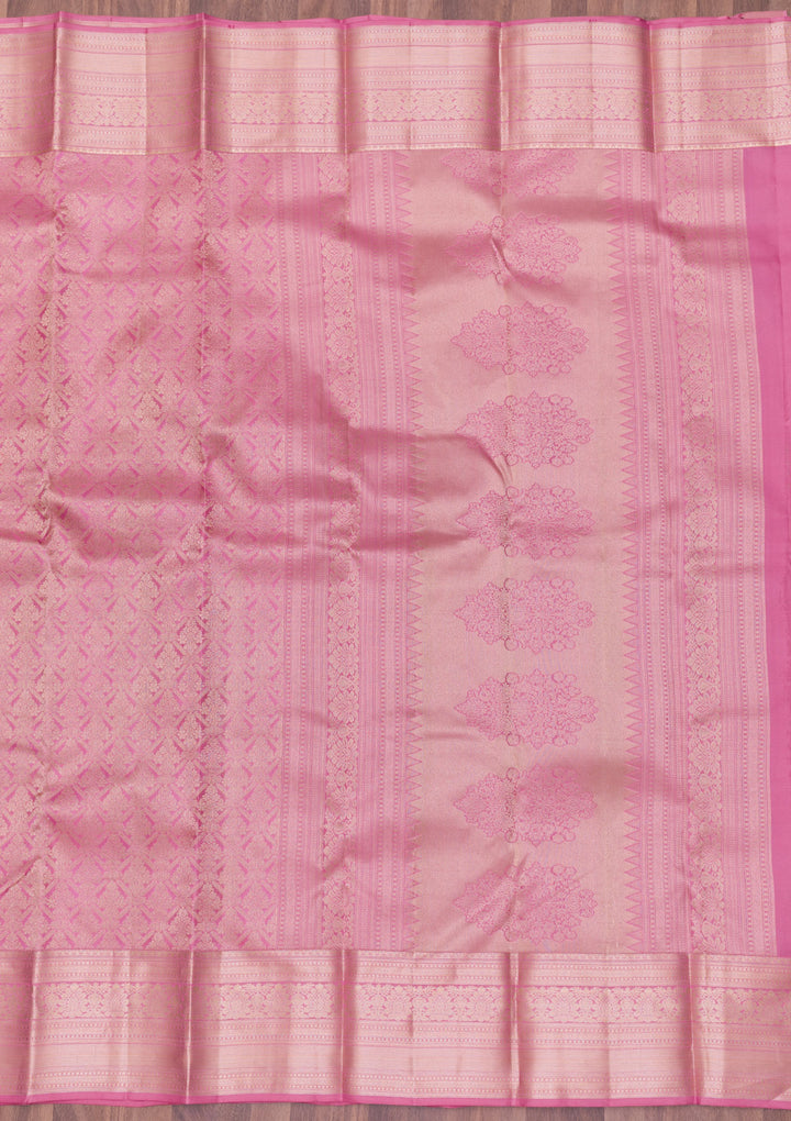 Onion Pink Zariwork Banarasi Pure Silk Saree
