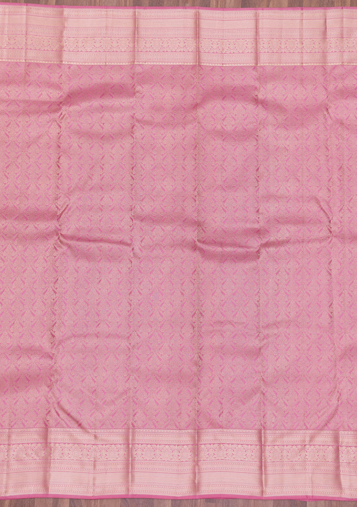 Onion Pink Zariwork Banarasi Pure Silk Saree