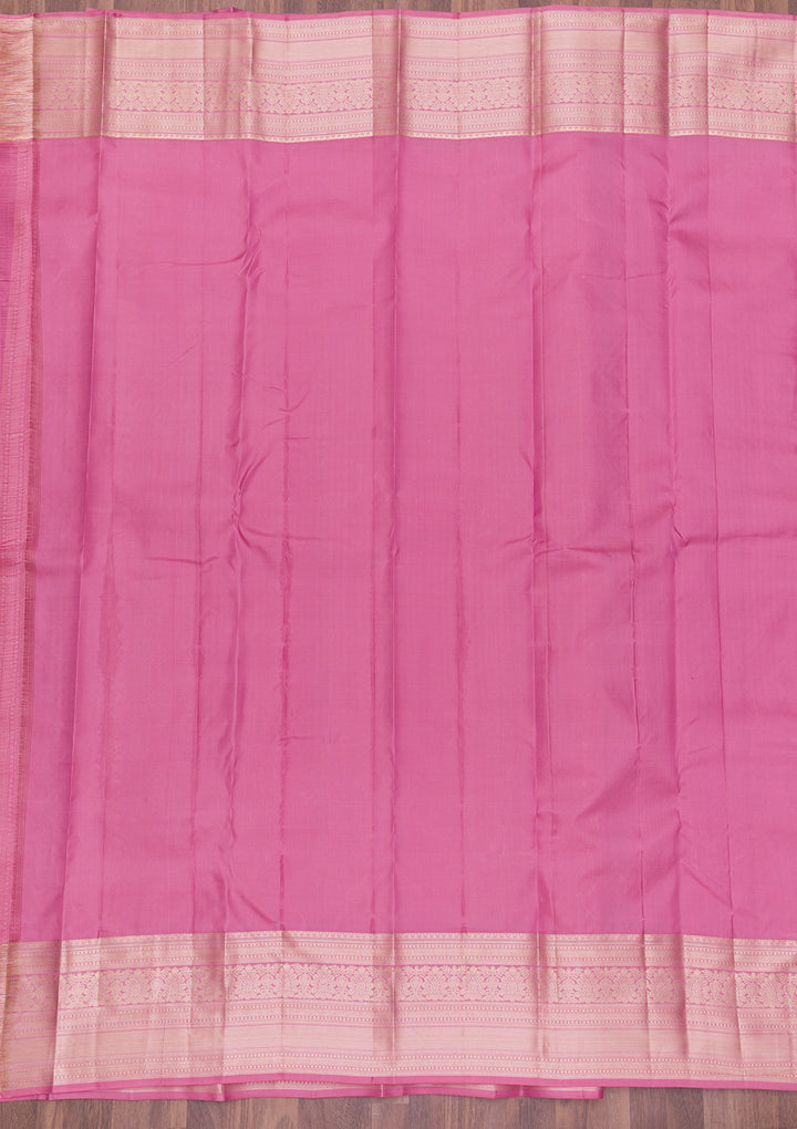 Onion Pink Zariwork Banarasi Pure Silk Saree