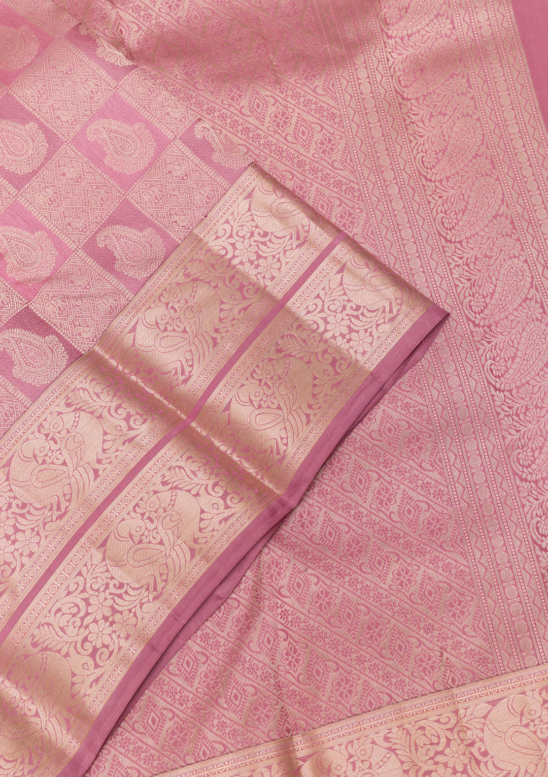 Onion Pink Zariwork Kanjivaram Pure Silk Saree