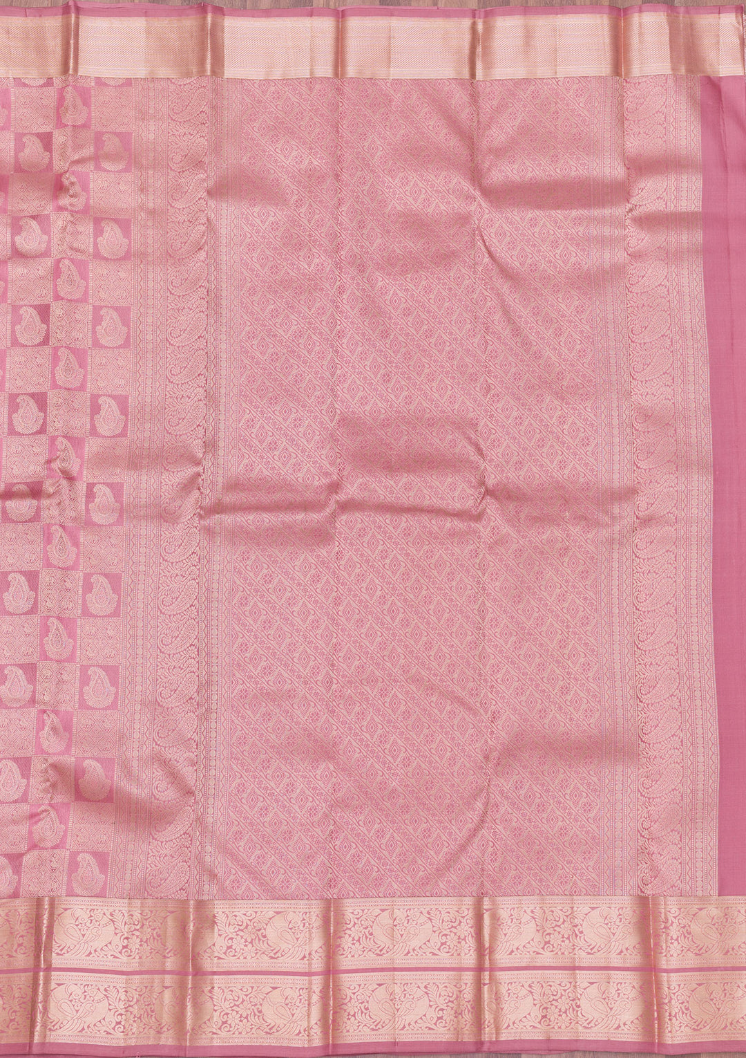 Onion Pink Zariwork Kanjivaram Pure Silk Saree