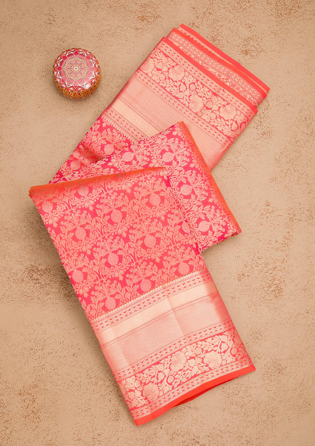 Orange Zariwork Pure Silk Saree