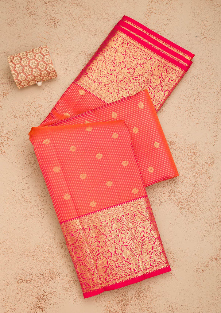 Orange Zariwork Kanjivaram Pure Silk Saree