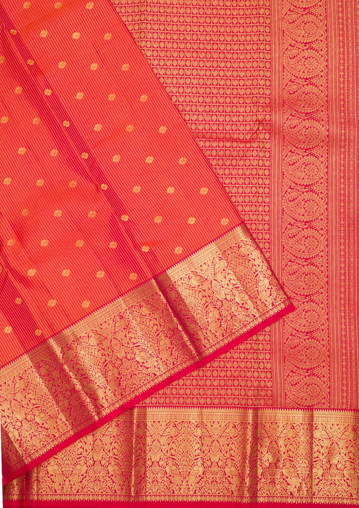Orange Zariwork Kanjivaram Pure Silk Saree