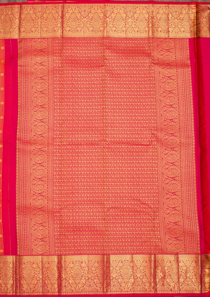 Orange Zariwork Kanjivaram Pure Silk Saree