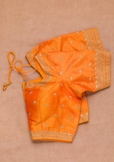 Orange Zariwork Raw Silk Blouse