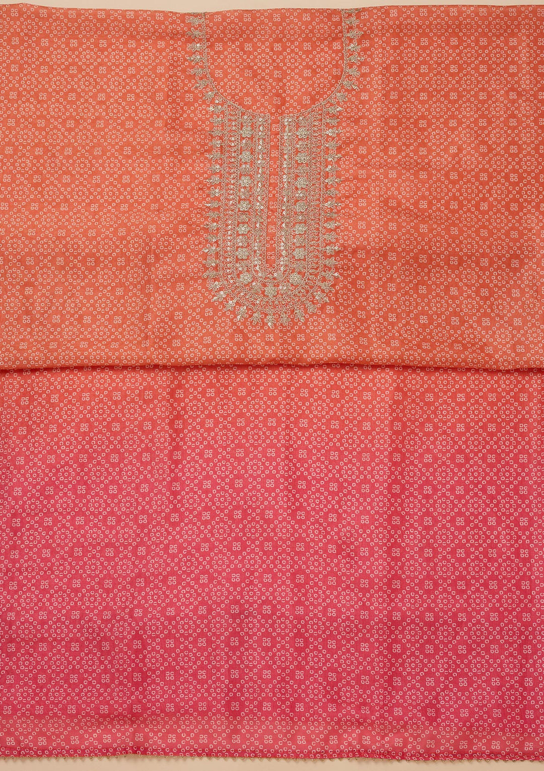Orange Zariwork Tissue Unstitched Salwar Suit