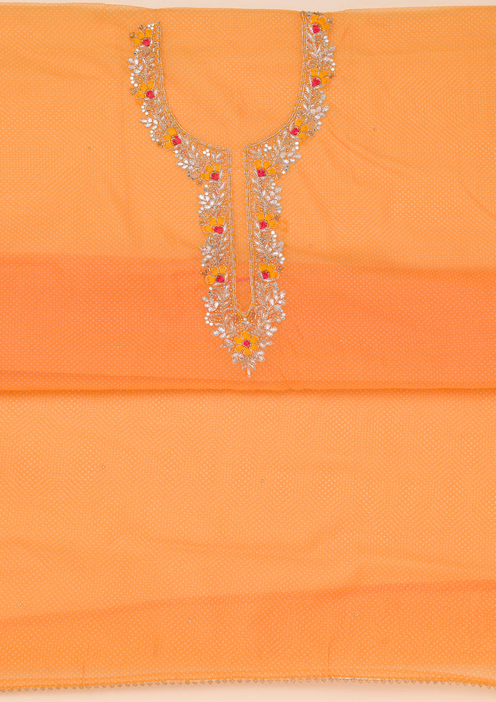 Orange Zariwork Tissue Unstitched Salwar Suit