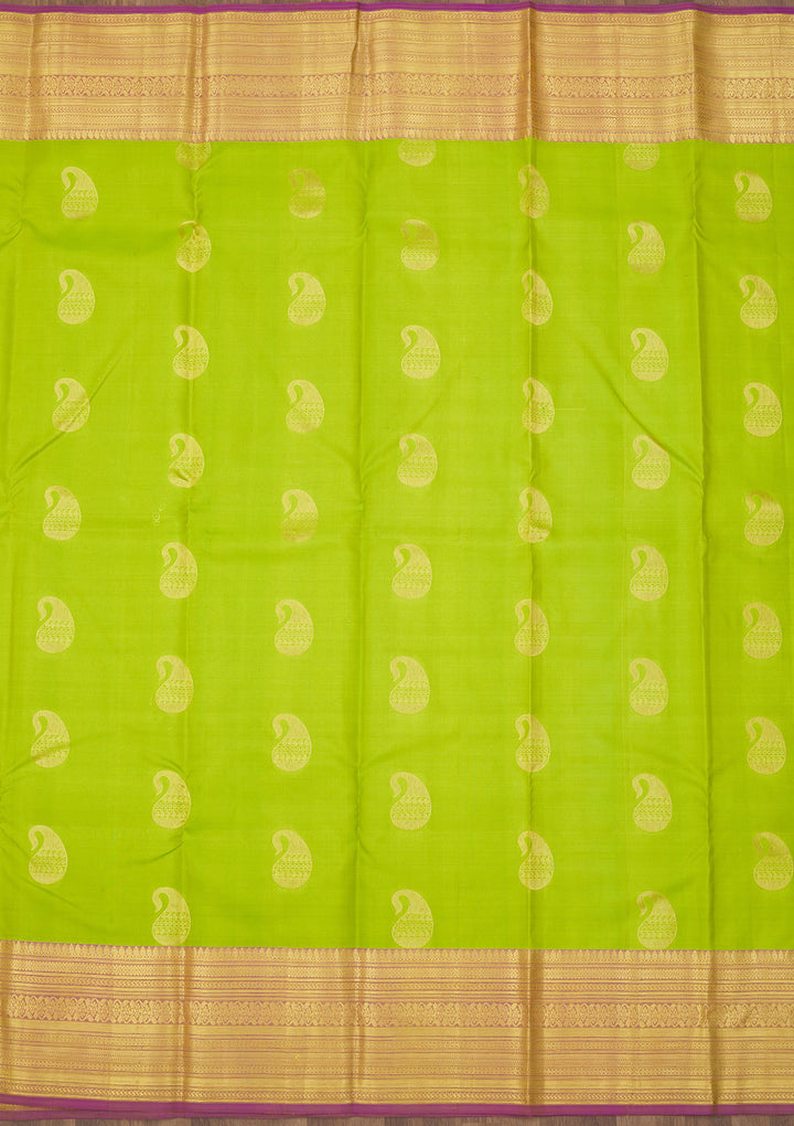 Parrot Green Zariwork Pure Silk Saree
