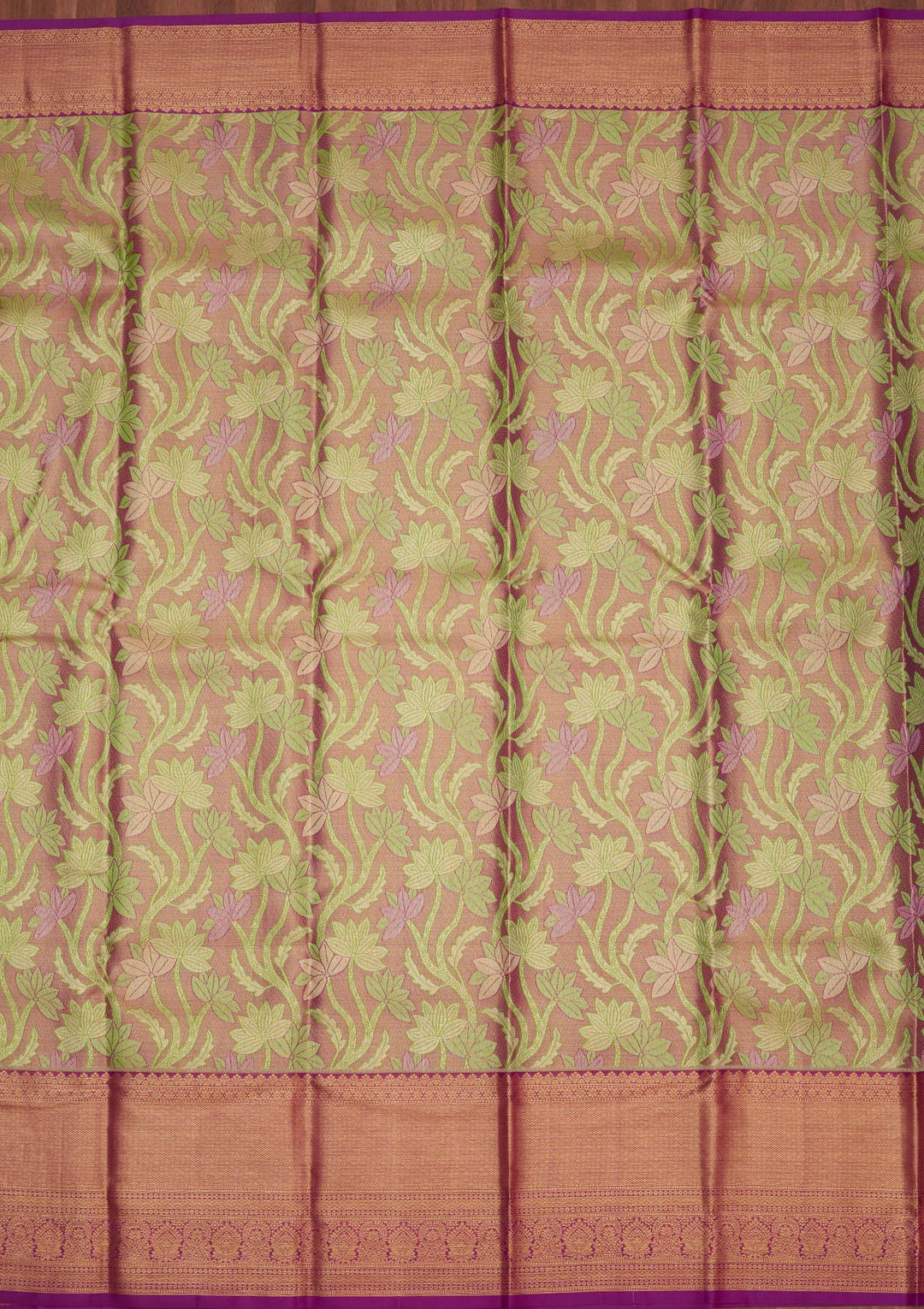Parrot Green Zariwork Pure Silk Saree