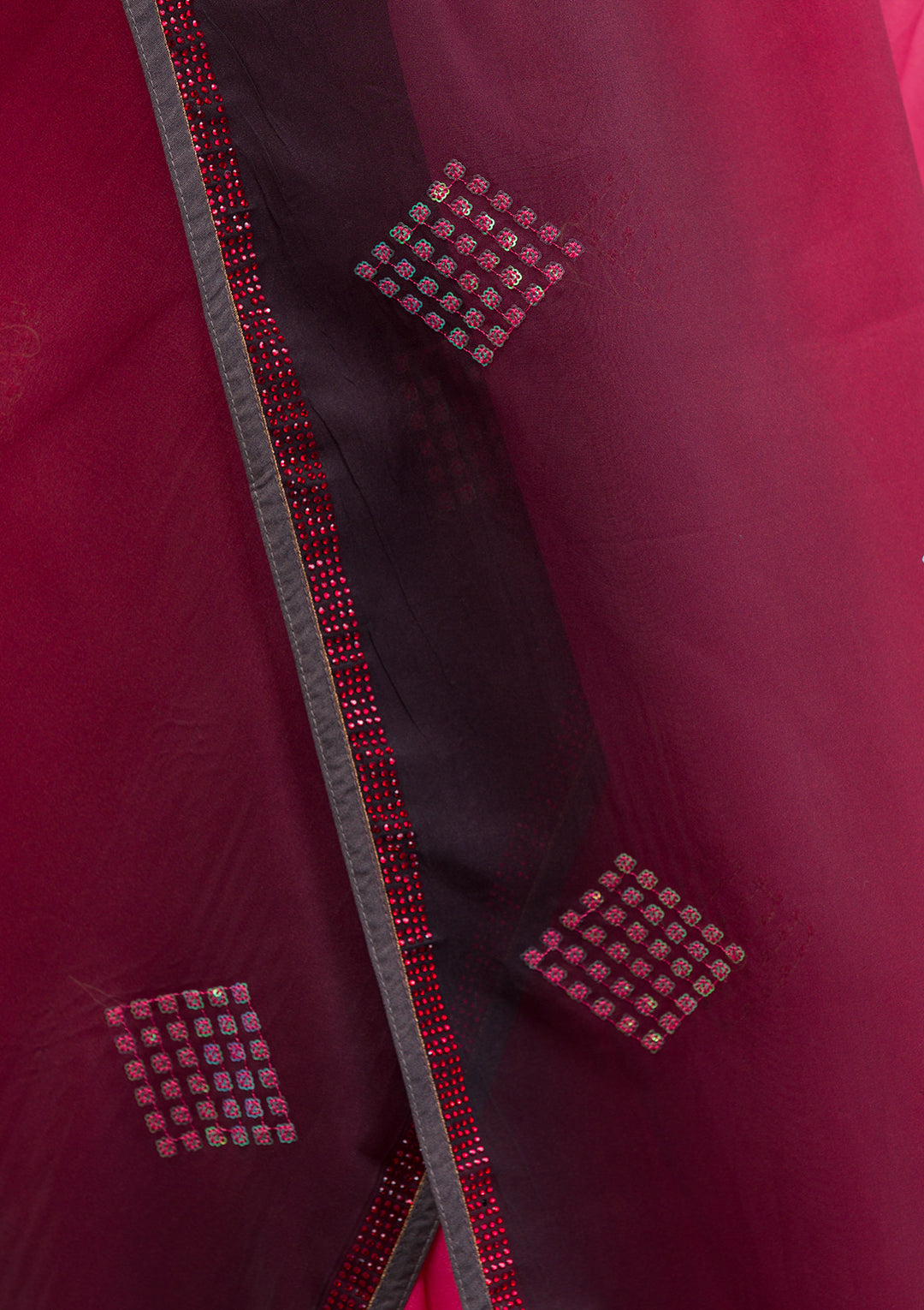 Peach Swarovski Satin Saree