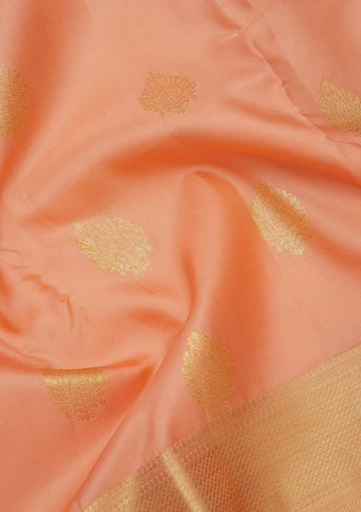 Peach Zariwork Pure Silk Saree