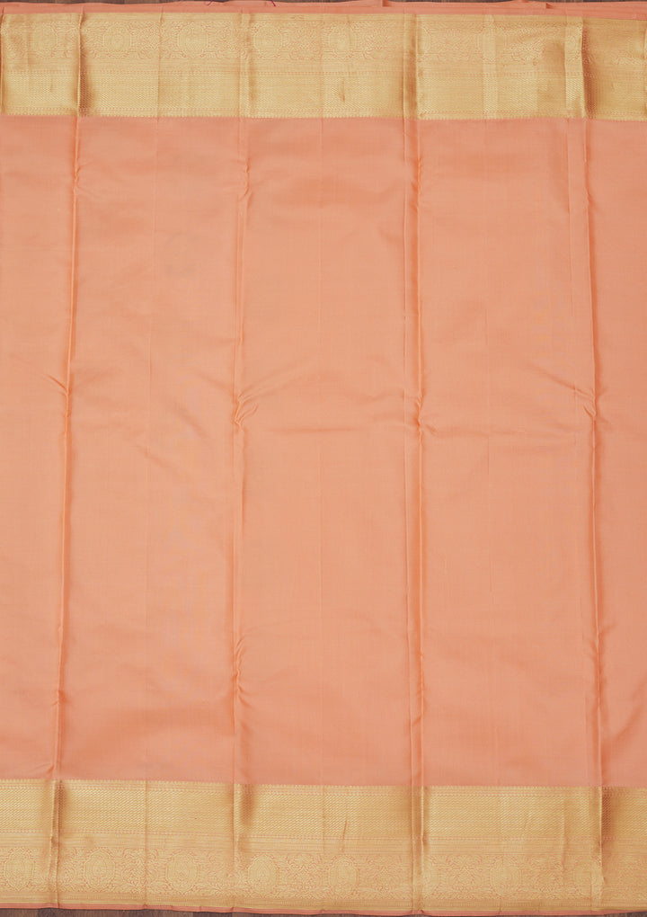 Peach Zariwork Pure Silk Saree