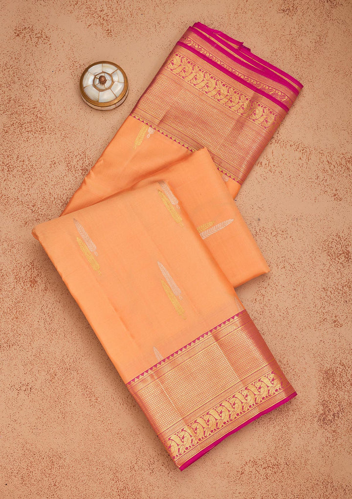 Peach Zariwork Pure Silk Saree