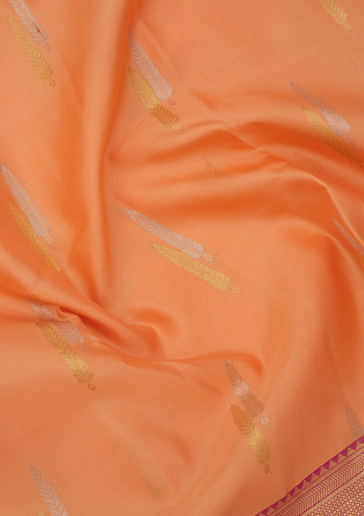 Peach Zariwork Pure Silk Saree