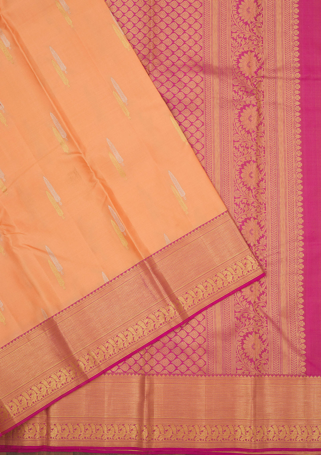 Peach Zariwork Pure Silk Saree