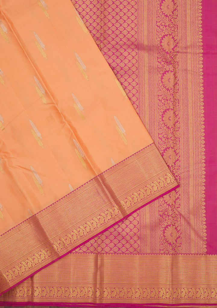 Peach Zariwork Pure Silk Saree