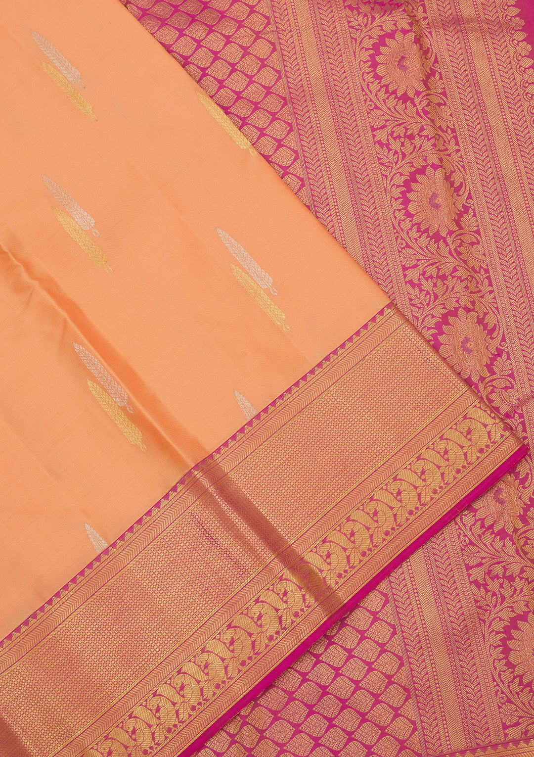 Peach Zariwork Pure Silk Saree