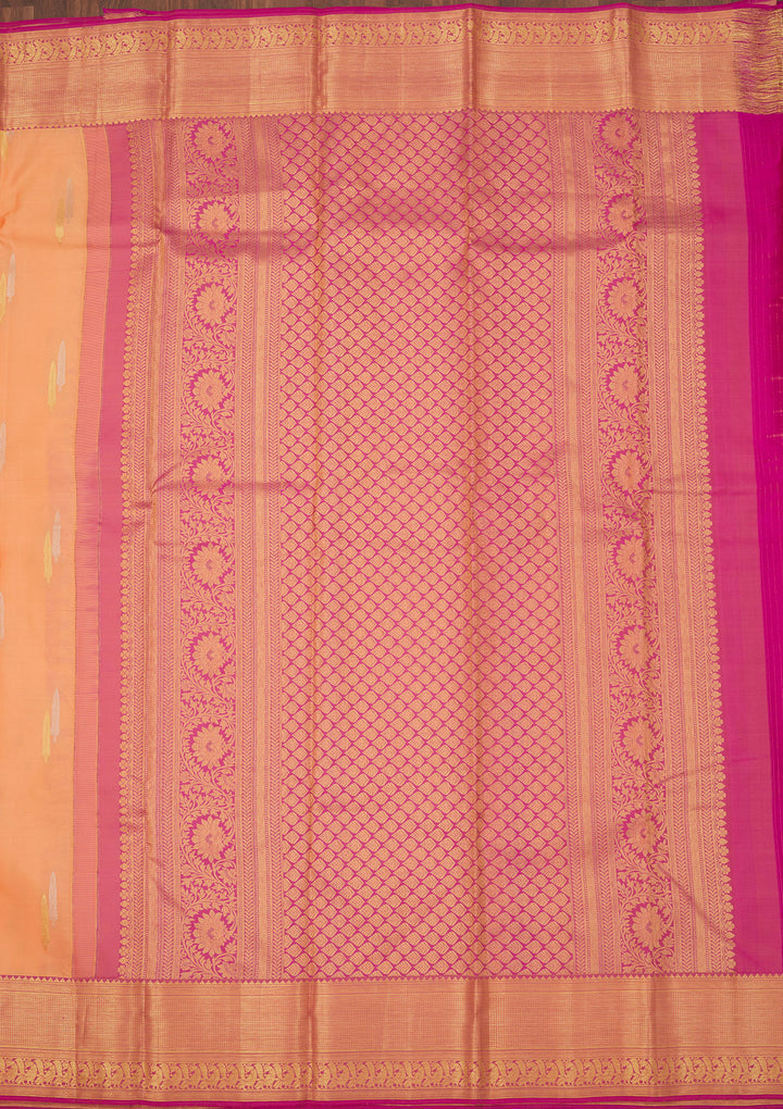 Peach Zariwork Pure Silk Saree