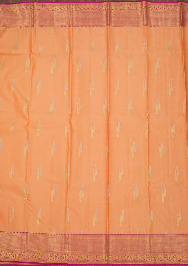 Peach Zariwork Pure Silk Saree