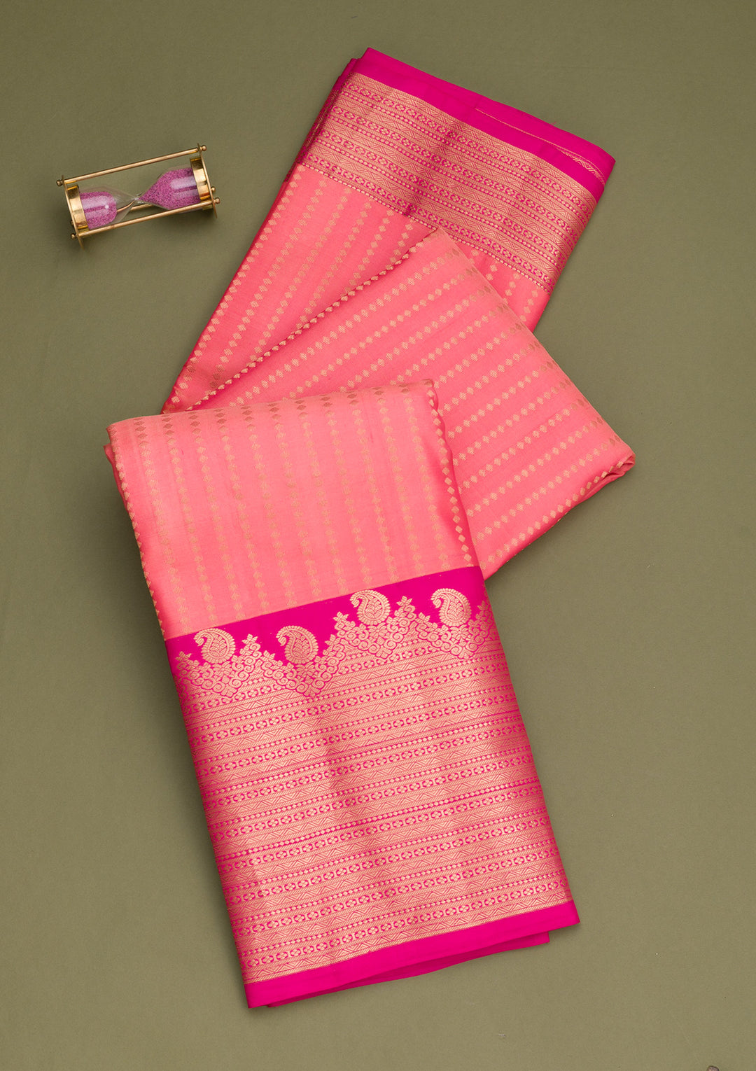 Peach Zariwork Kanjivaram Pure Silk Saree