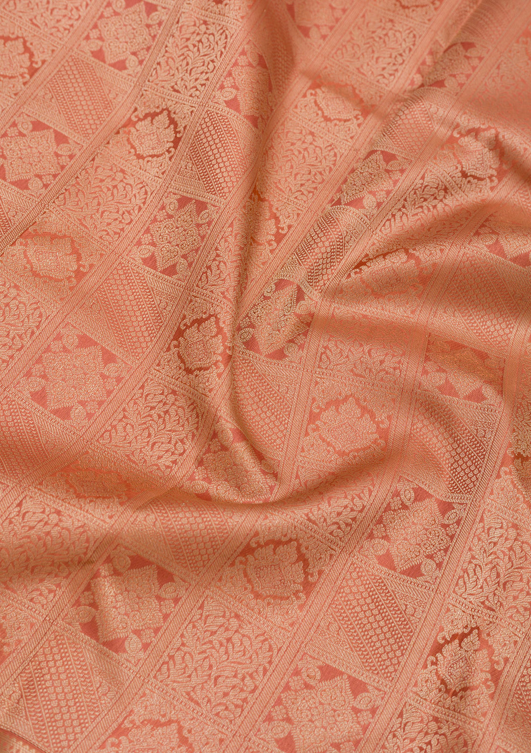 Peach Zariwork Pure Silk Saree