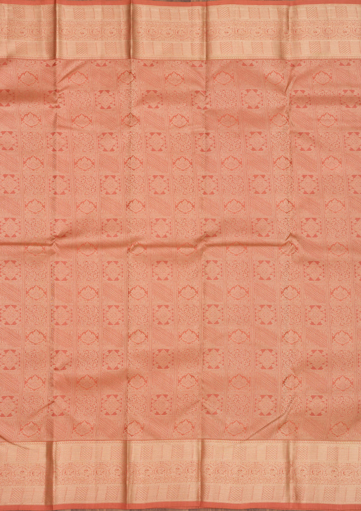 Peach Zariwork Pure Silk Saree