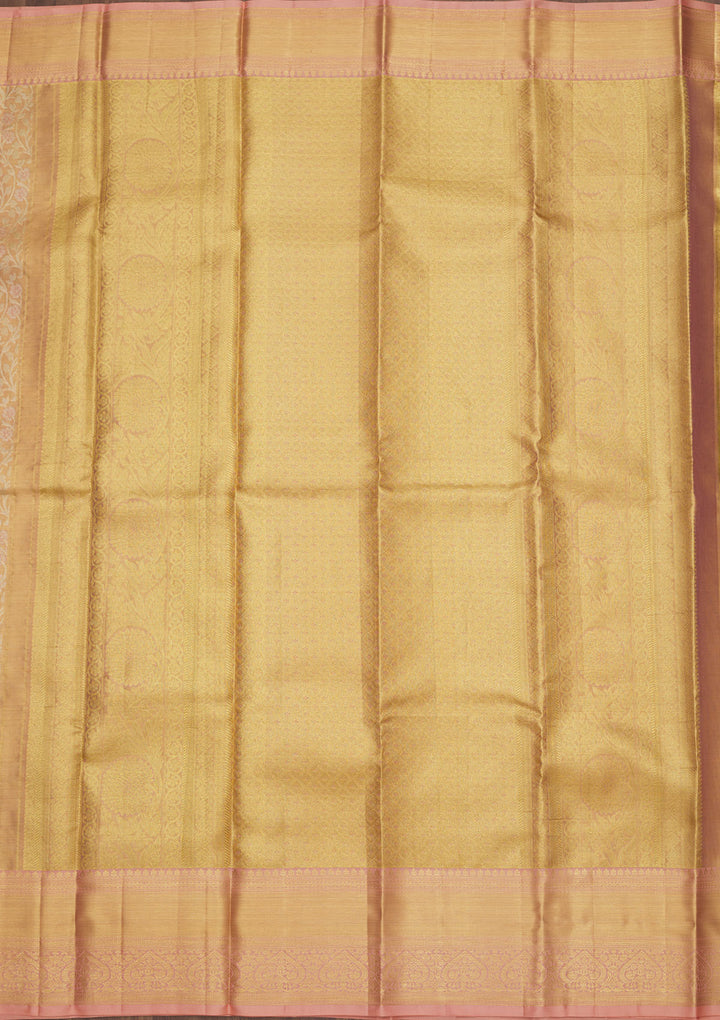 Peach Zariwork Pure Silk Saree