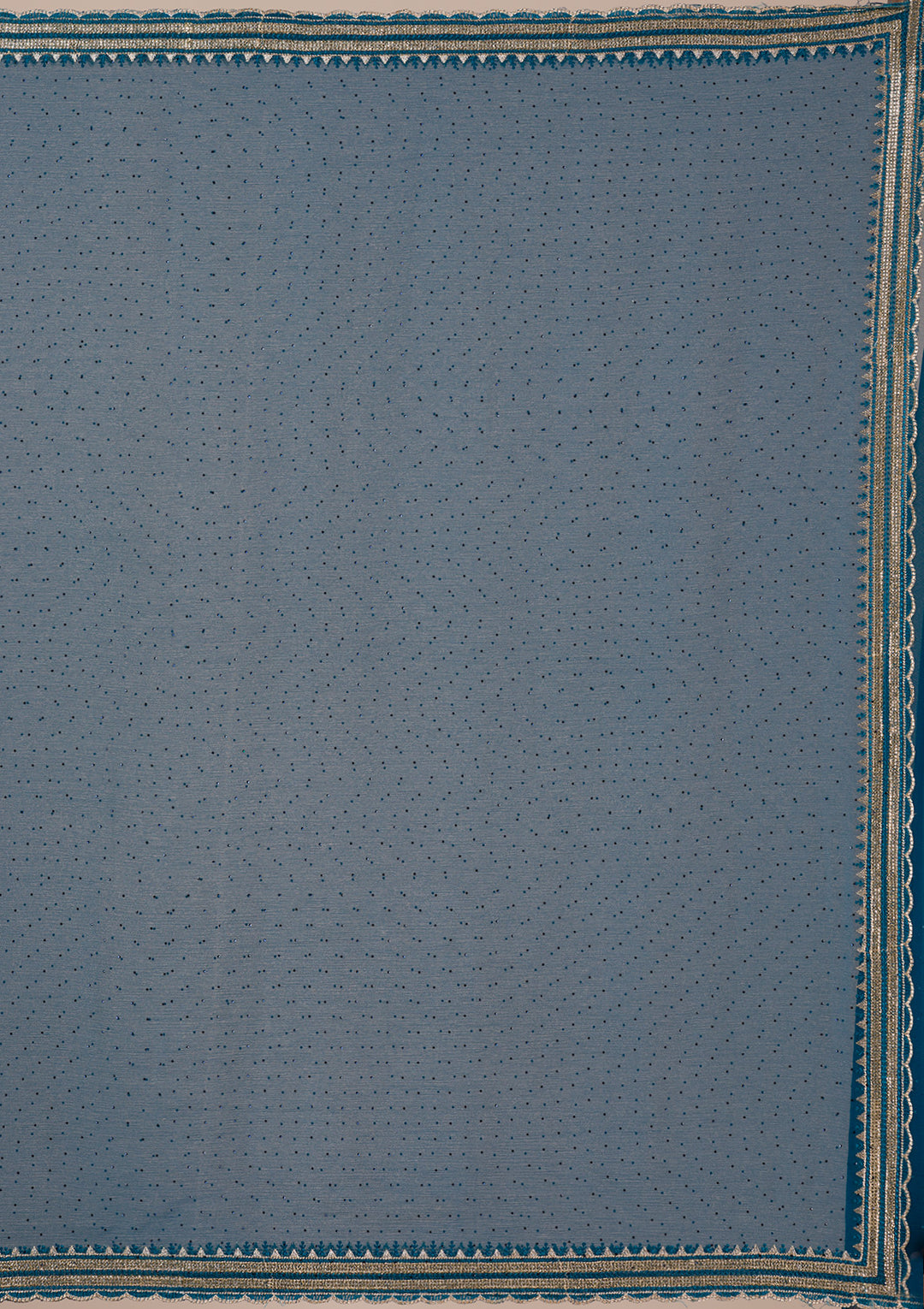 Peacock Blue Stonework Chiffon Saree