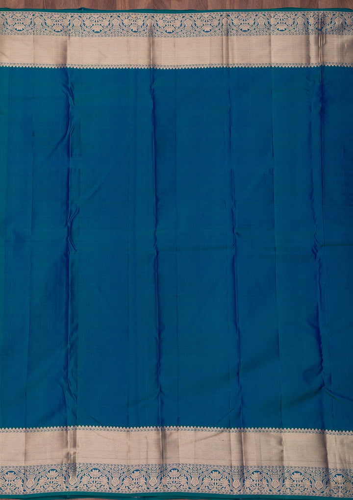 Peacock Blue Zariwork Pure Silk Saree