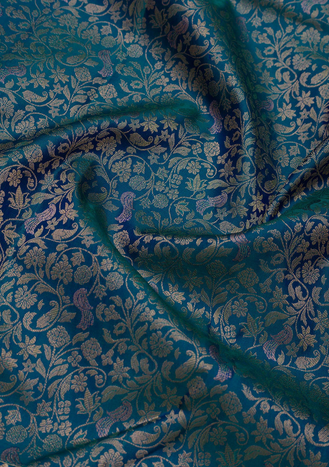 Peacock Blue Zariwork Pure Silk Saree