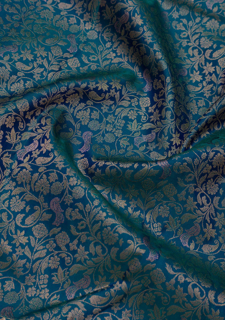 Peacock Blue Zariwork Pure Silk Saree