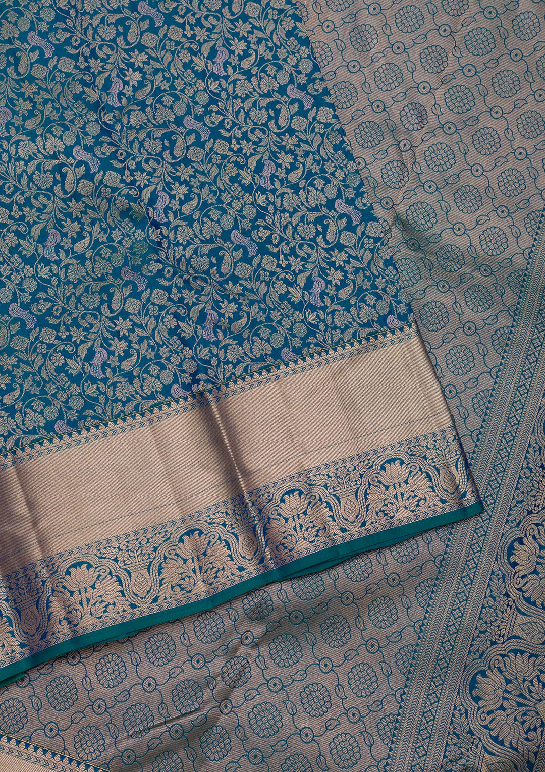 Peacock Blue Zariwork Pure Silk Saree