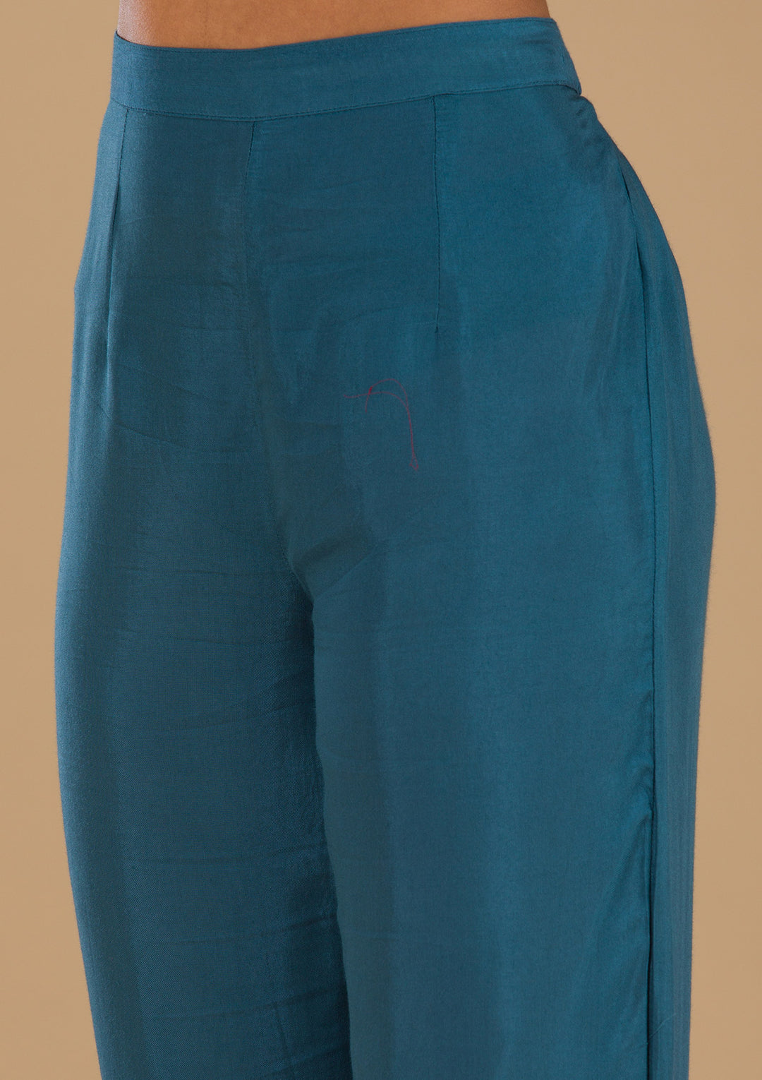 Peacock Blue Zariwork Satin Readymade Salwar Suit