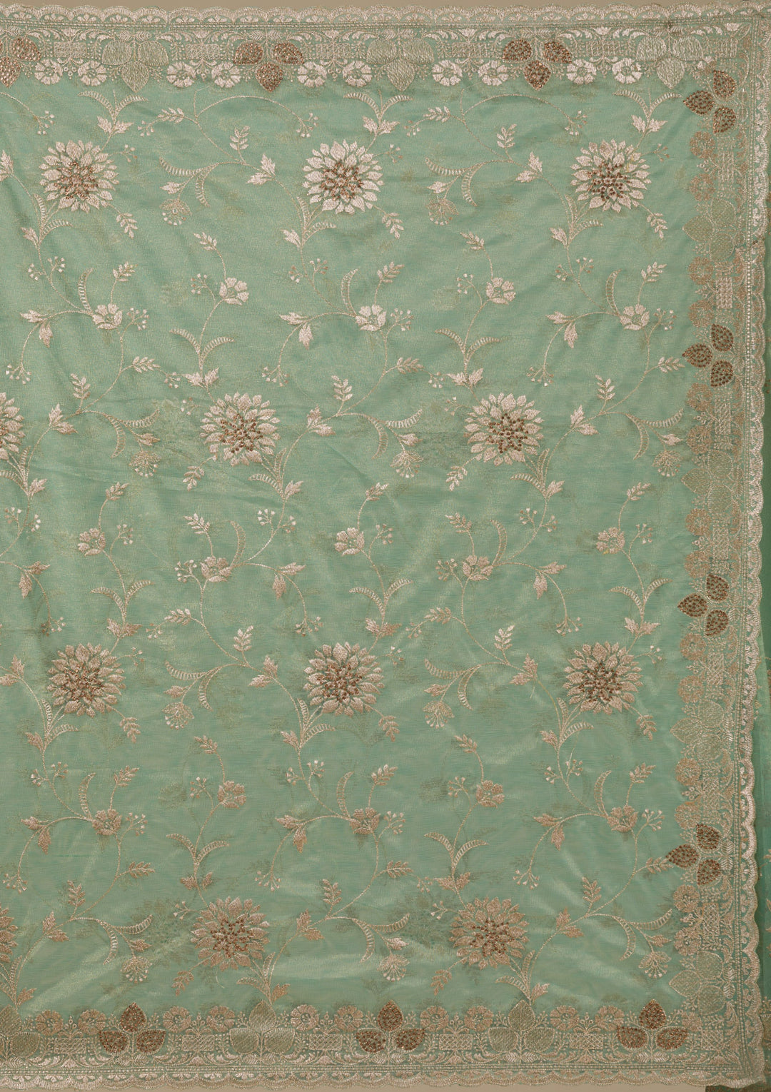 Sea Green Zariwork Tissue Saree