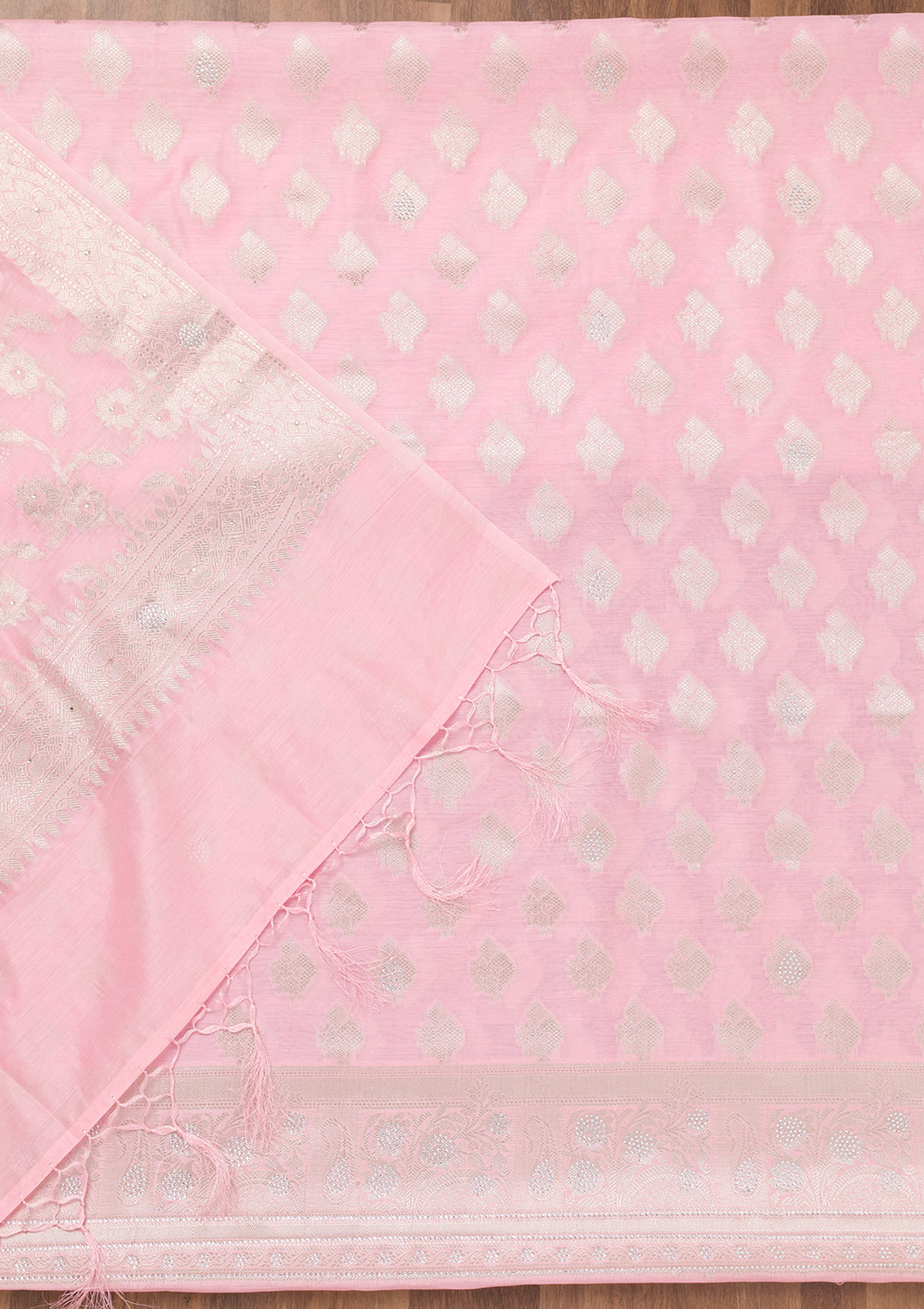Pink Zariwork Banarasi Unstitched Salwar Suit