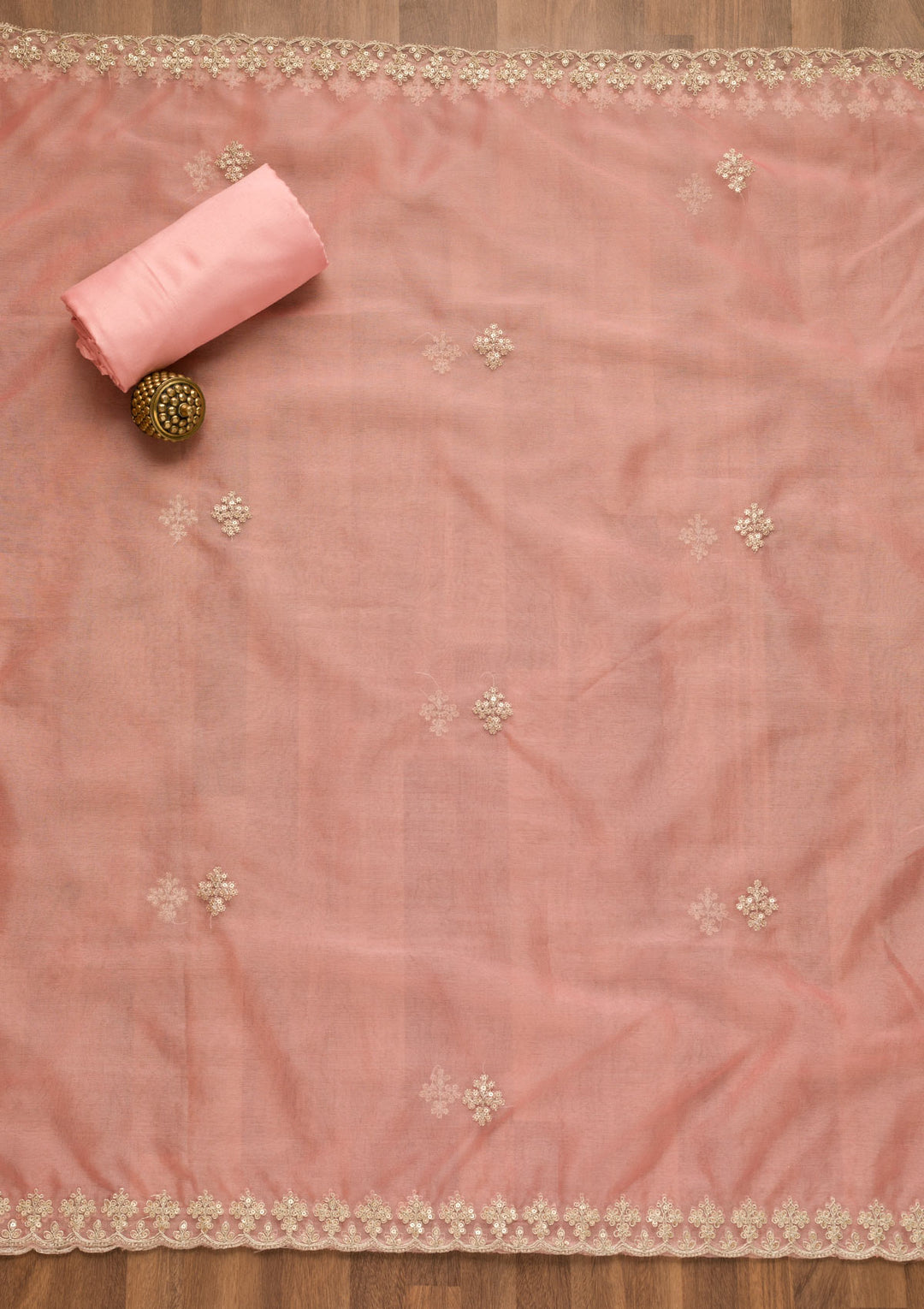 Pink Printed Organza Unstitched Salwar Suit