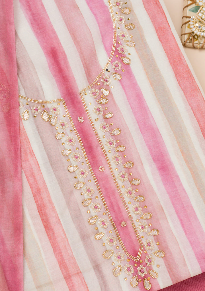 Pink Printed Tissue Unstitched Salwar Suit