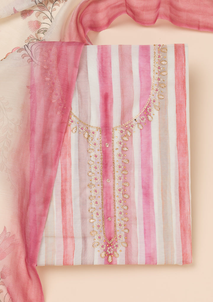 Pink Printed Tissue Unstitched Salwar Suit