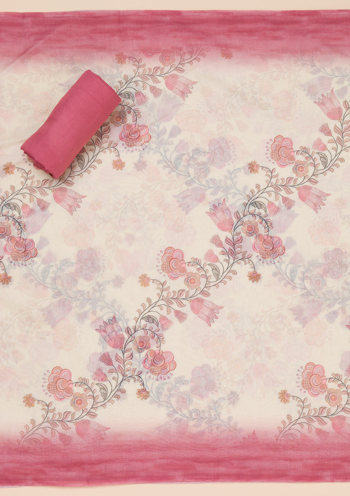 Pink Printed Tissue Unstitched Salwar Suit