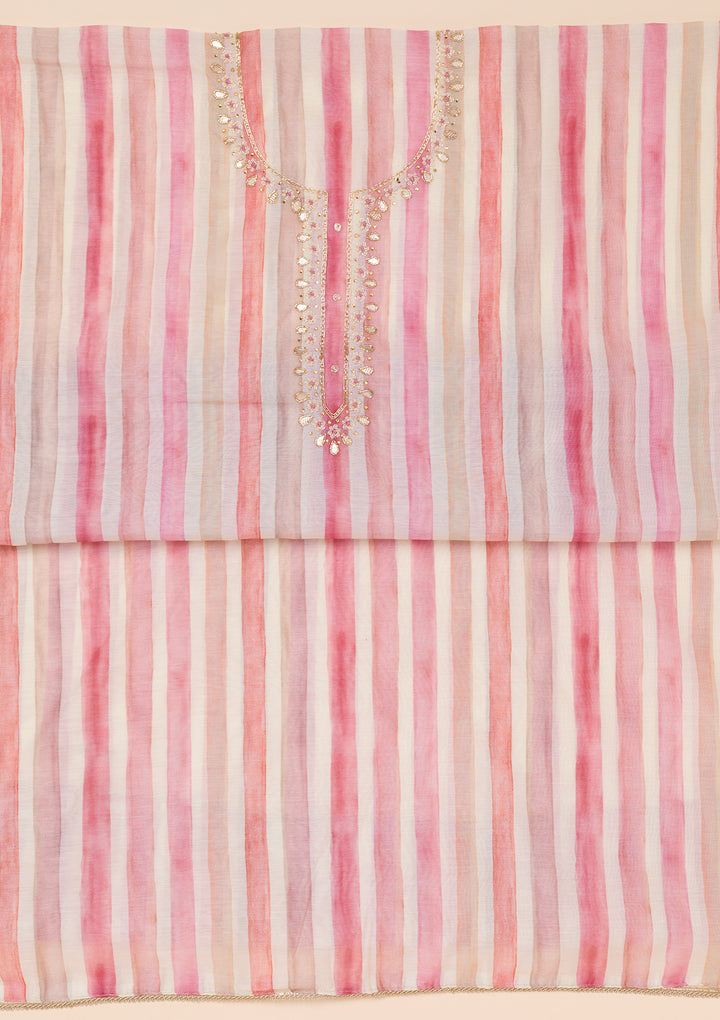 Pink Printed Tissue Unstitched Salwar Suit