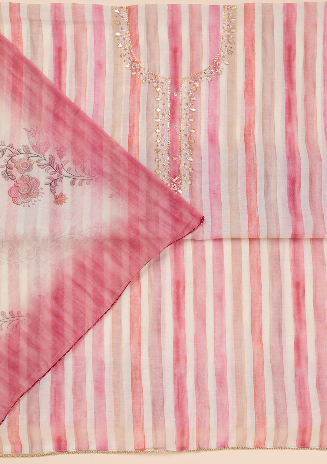 Pink Printed Tissue Unstitched Salwar Suit