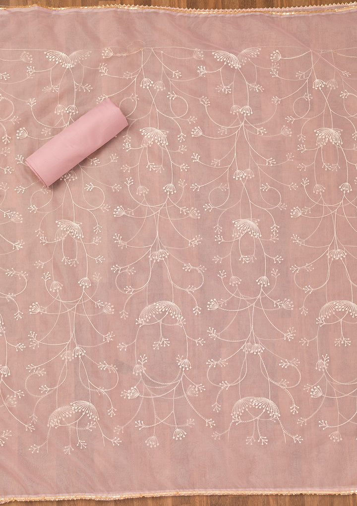 Pink Printed Tissue Unstitched Salwar Suit