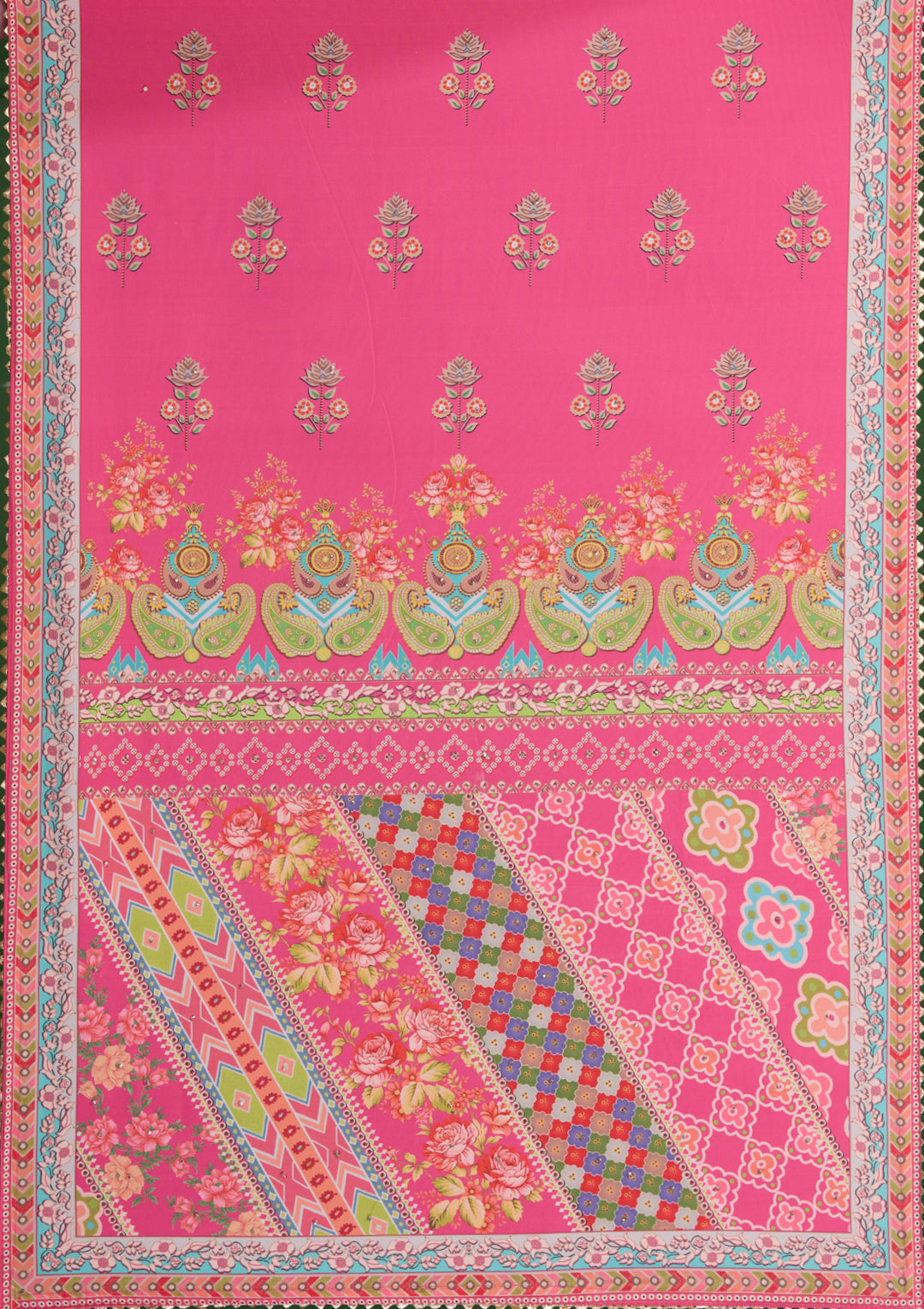 Pink Stonework Semi Crepe Readymade Salwar Suit