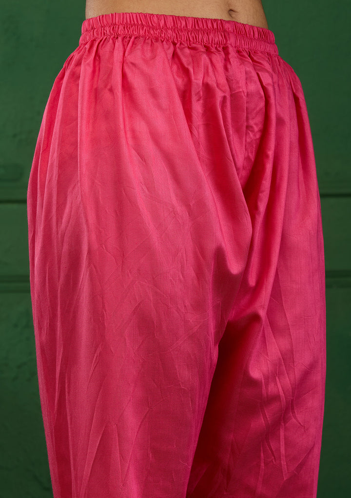 Pink Stonework Semi Crepe Readymade Salwar Suit