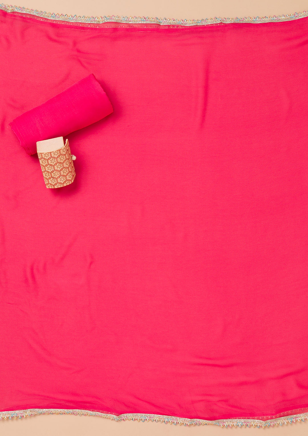 Pink Threadwork Georgette Unstitched Salwar Suit